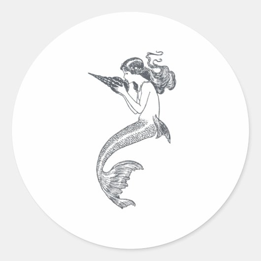 Mermaid Nautical Design Ronde Sticker (Voorkant)