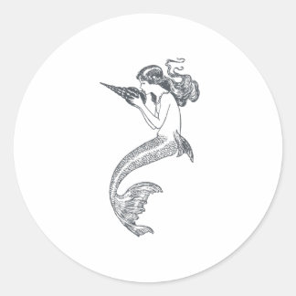 Mermaid Nautical Design Ronde Sticker