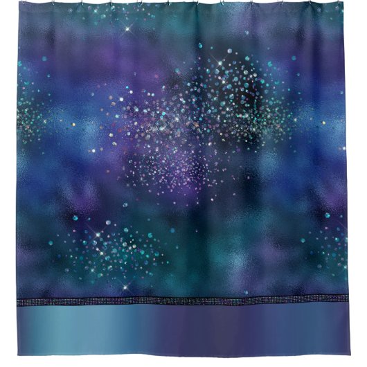 Mermaid Nautical Glam | Donkerblauw Paars Blauwgro Douchegordijn (Voorkant)