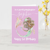 Mermaid Nautical Pink Birthday Kaart (Gele Bloem)