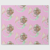mermaïd nautisch roze verpakkingspapier cadeaupapier (Vlak)