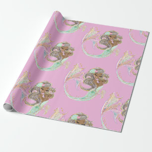 mermaïd nautisch roze verpakkingspapier cadeaupapier
