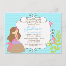 Mermaid nodigt een meisjesverjaardag uit kaart
