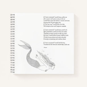 Mermaid notebook met gedicht "Als ik een zeemeermi Notitieboek