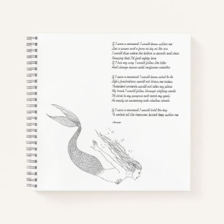 Mermaid notebook met gedicht "Als ik een zeemeermi Notitieboek