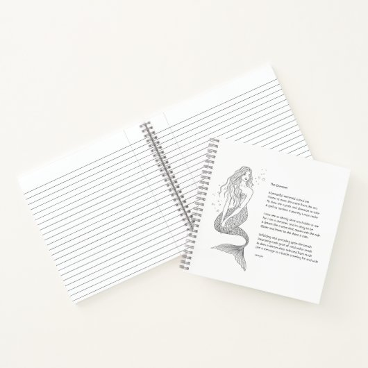 Mermaid notebook met gedicht "De dromer" Notitieboek (Binnen)