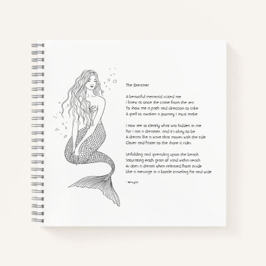 Mermaid notebook met gedicht "De dromer" Notitieboek (Voorkant)
