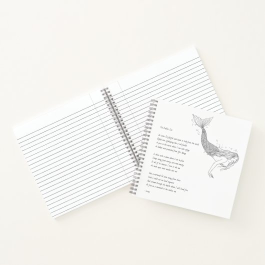 Mermaid notebook met gedicht "Het eindeloze Zee" Notitieboek (Binnen)