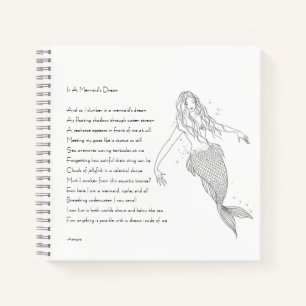 Mermaid Notebook met gedicht "In a Mermaid's Dream Notitieboek