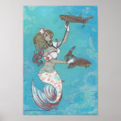 Mermaid Nurse Shark Fantasy Art Print Poster (Voorkant)
