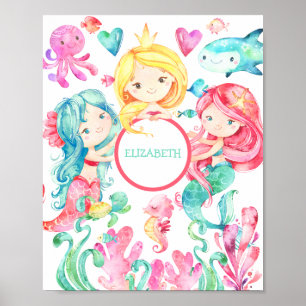 Mermaid Nursery - Aangepaste afdruk onder het Zee Poster