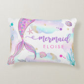 Mermaid Nursery Baby shower Gift Personalized Accent Kussen (Achterkant)