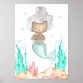 Mermaid Nursery Poster Ocean Kinder Room Print (Voorkant)