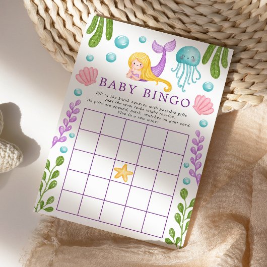 Mermaid Ocean Baby shower Bingo Bame Uitnodiging