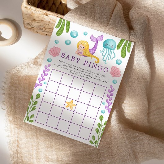 Mermaid Ocean Baby shower Bingo Bame Uitnodiging