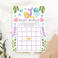 Mermaid Ocean Baby shower Bingo Bame Uitnodiging