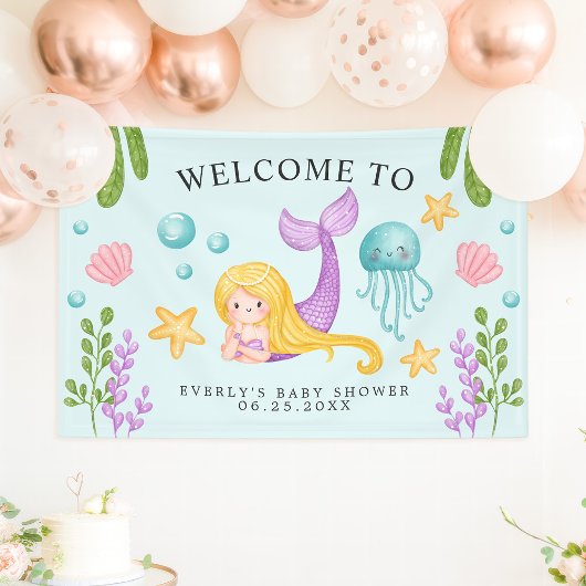 Mermaid Ocean Baby shower Welcome Banner