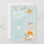 Mermaid Ocean Boy Invitation Blue Baby shower Kaart (Voorkant)