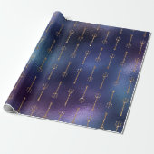 Mermaid Ocean Glitter Blue Navy Gold Neptun Cadeaupapier (Uitgerold)