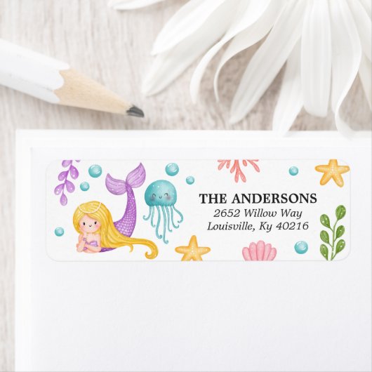Mermaid Ocean Return Address Label (Insitu)