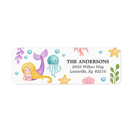Mermaid Ocean Return Address Label (Voorkant)