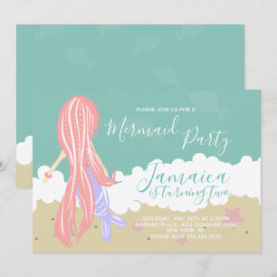 Mermaid Ocean Strand Verjaardagsfeestje  Kaart
