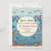 Mermaid Ocean verjaardagsuitnodiging Kaart (Voorkant)