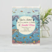 Mermaid Ocean verjaardagsuitnodiging Kaart (Staand voorkant)
