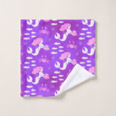 Mermaid Ocean Zee Pink Paars Patroon Bad Handdoek (Wasdoekje)