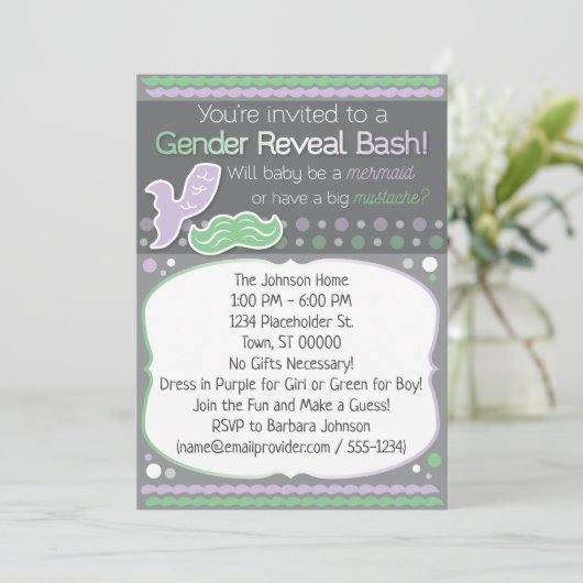 Mermaid of Mustache Gender onthullen (Staand voorkant)