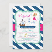 Mermaid of Pirate Baby shower-uitnodiging Kaart (Voorkant)