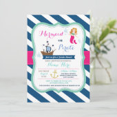Mermaid of Pirate Baby shower-uitnodiging Kaart (Staand voorkant)