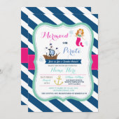 Mermaid of Pirate Baby shower-uitnodiging Kaart (Voorkant / Achterkant)