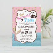 Mermaid of Pirate Modern Gold Stip Baby shower Kaart (Staand voorkant)