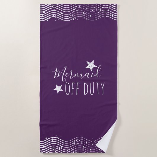 Mermaid Off Duty met StarFish en Waves Strandlaken (Voorkant)