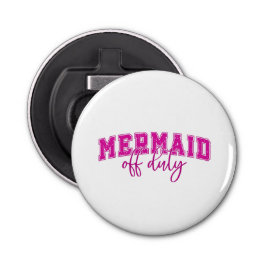 Mermaid Off Duty Roze en Wit Button Flesopener
