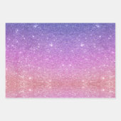 Mermaid Ombre + Iridescent Rainbow Glitter Gift Inpakpapier Vel (Voorkant 2)
