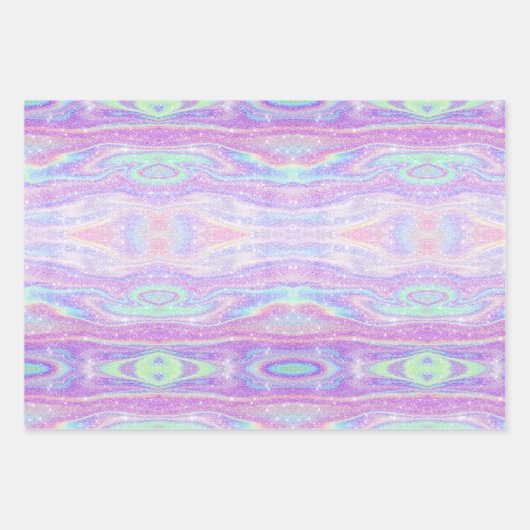 Mermaid Ombre + Iridescent Rainbow Glitter Gift Inpakpapier Vel (Voorkant)
