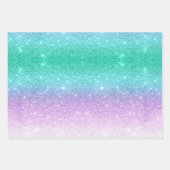 Mermaid Ombre + Iridescent Rainbow Glitter Gift Inpakpapier Vel (Voorkant 3)