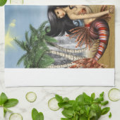 Mermaid on Beach Towel Theedoek (Gevouwen)