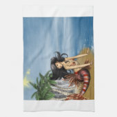 Mermaid on Beach Towel Theedoek (Verticaal)