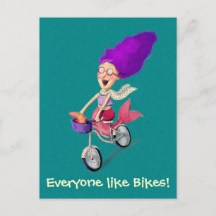 Mermaid on Bike Briefkaart