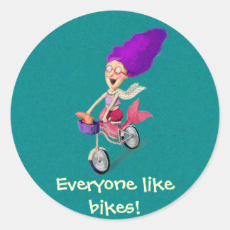 Mermaid on Bike Ronde Sticker