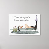 Mermaid on boat Dock Stretted Canvas Print (Voorkant)