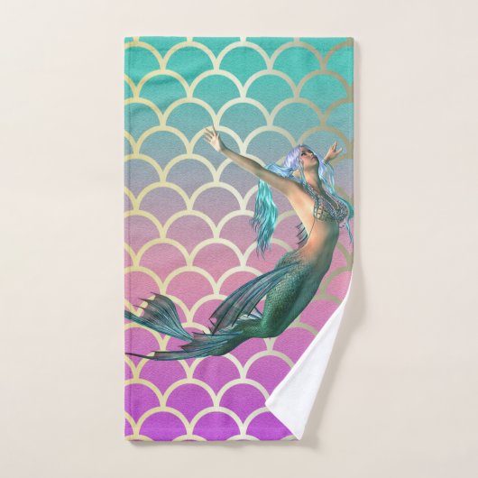 Mermaid on Ombre Mermaid Tail Scales Bad Handdoek (Handdoek)