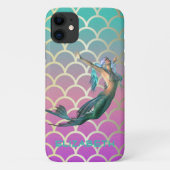 Mermaid on Ombre Mermaid Tail Scales Case-Mate iPhone Case (Achterkant)