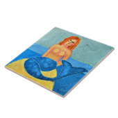 Mermaid on Rock Abstract Digital Painting Tegeltje (Zijkant)