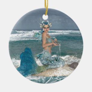 Mermaid on Rock Keramisch Ornament