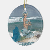 Mermaid on Rock Keramisch Ornament (Links)