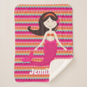 Mermaid on Tropical Shell Pattern Sherpa Throw (Voorkant)